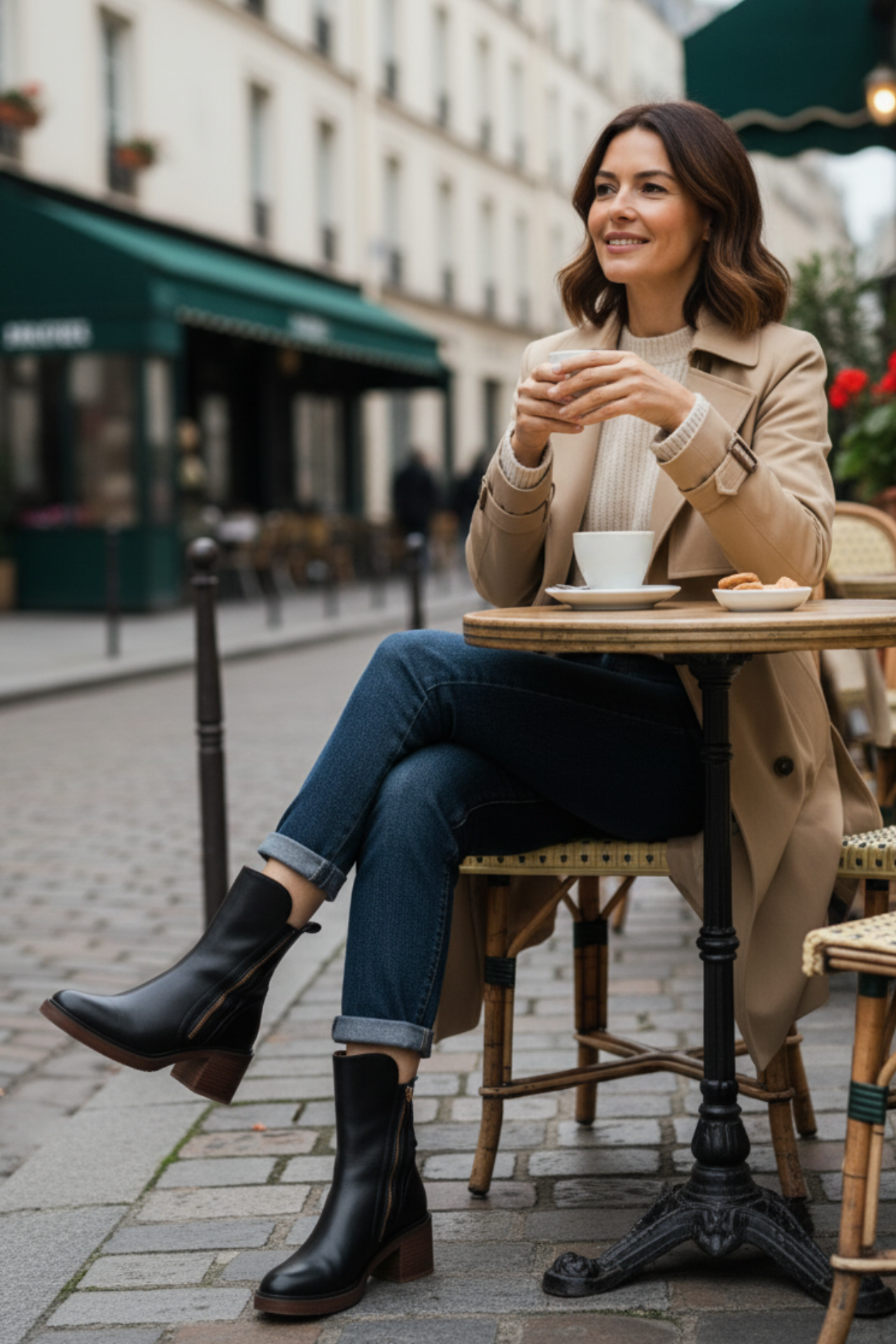 Ankle Boots – Brown and Black Faux Leather Block Heel Boots for Women-Myra Lina