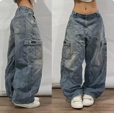 Baggy Jeans | Loose Fit | Wide Leg | Cargo Jeans | Women's Jeans-Myra Lina