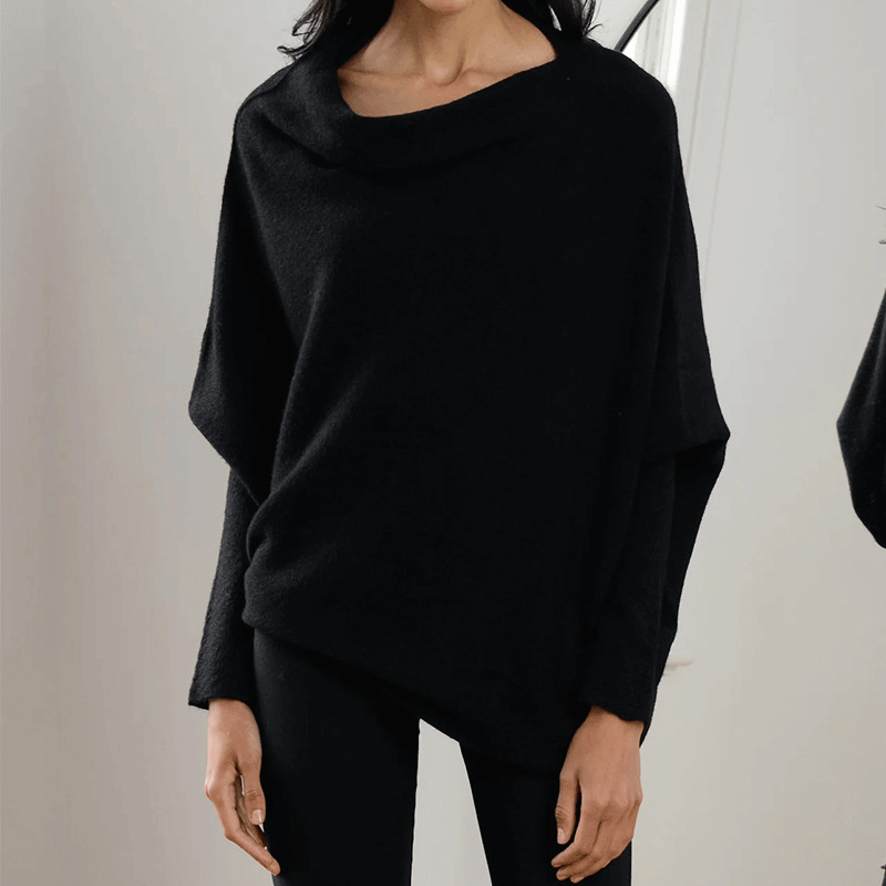 Batwing Sweater | Loose Fit | One Shoulder | Knitted Sweater | Women's Clothing-Myra Lina