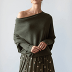 Batwing Sweater | Loose Fit | One Shoulder | Knitted Sweater | Women's Clothing-Myra Lina