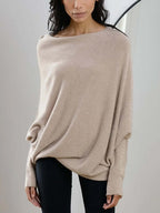 Batwing Sweater | Loose Fit | One Shoulder | Knitted Sweater | Women's Clothing-Myra Lina