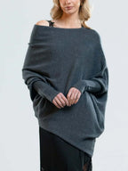 Batwing Sweater | Loose Fit | One Shoulder | Knitted Sweater | Women's Clothing-Myra Lina