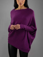 Batwing Sweater | Loose Fit | One Shoulder | Knitted Sweater | Women's Clothing-Myra Lina
