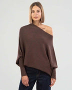 Batwing Sweater | Loose Fit | One Shoulder | Knitted Sweater | Women's Clothing-Myra Lina