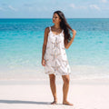 Beach Dress | Sleeveless A-Line | Ocean Print Summer Dress-Myra Lina