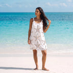 Beach Dress | Sleeveless A-Line | Ocean Print Summer Dress-Myra Lina