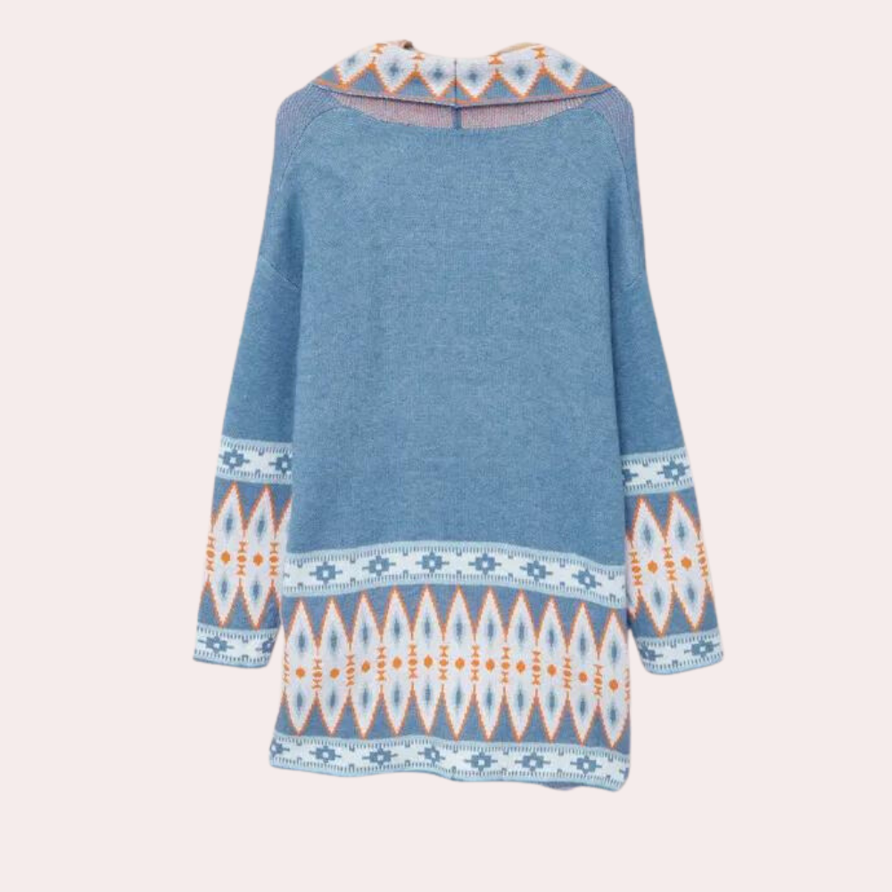Blue Cardigan – Boho – Open Front – Long Cardigan – Women's Sweaters-Myra Lina
