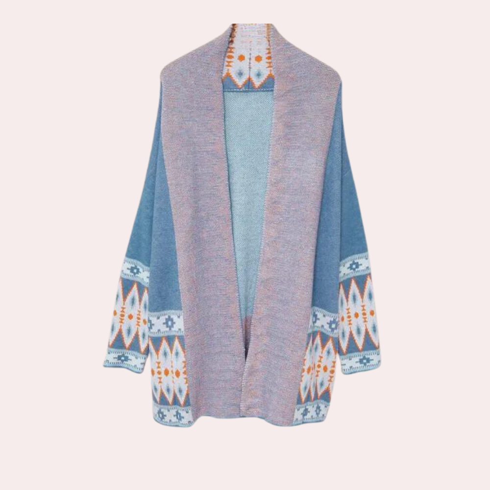 Blue Cardigan – Boho – Open Front – Long Cardigan – Women's Sweaters-Myra Lina
