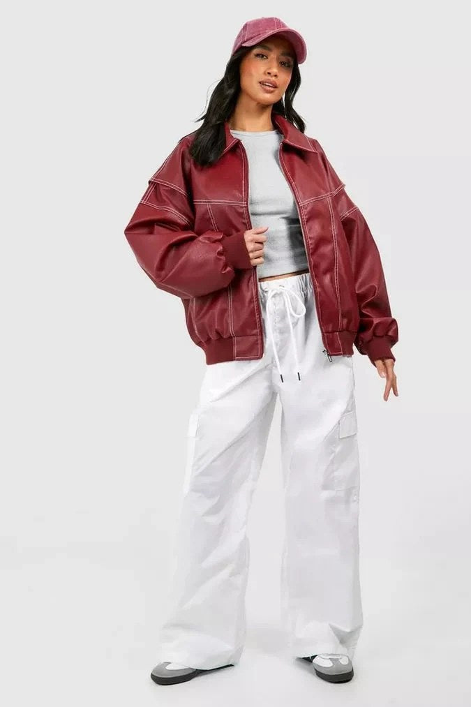 Bomber Jacket | Oversized | Zip | Women's Jacket-Myra Lina