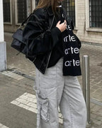 Bomber Jacket | Oversized | Zip | Women's Jacket-Myra Lina