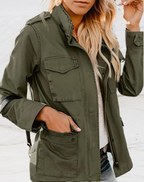 Cargo Jacket – Zip – Pockets – Parka Jacket – Women's Jackets-Myra Lina
