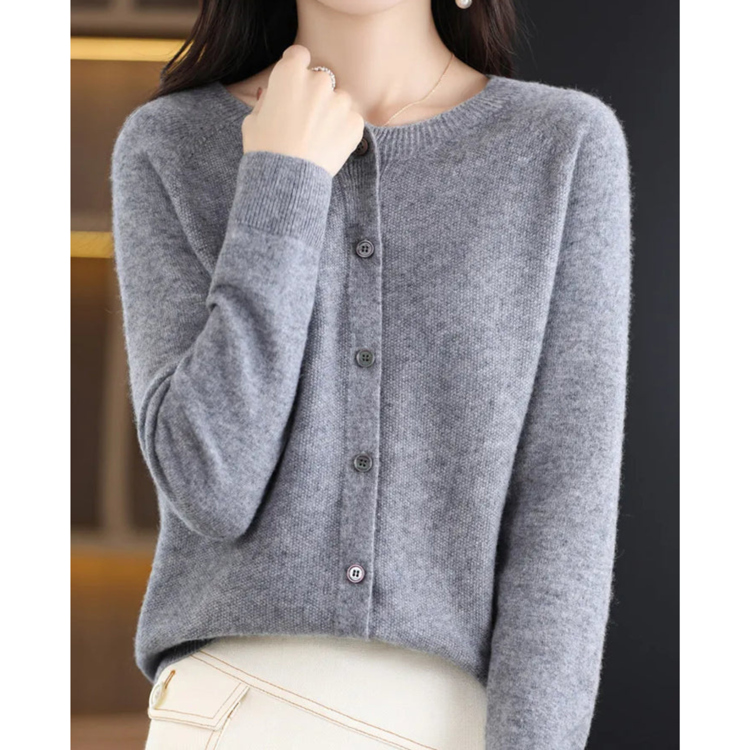 Cashmere-Style Cardigan | Button-Up | Long Sleeve | Knitted Cardigan | Women's Knitwear-Myra Lina