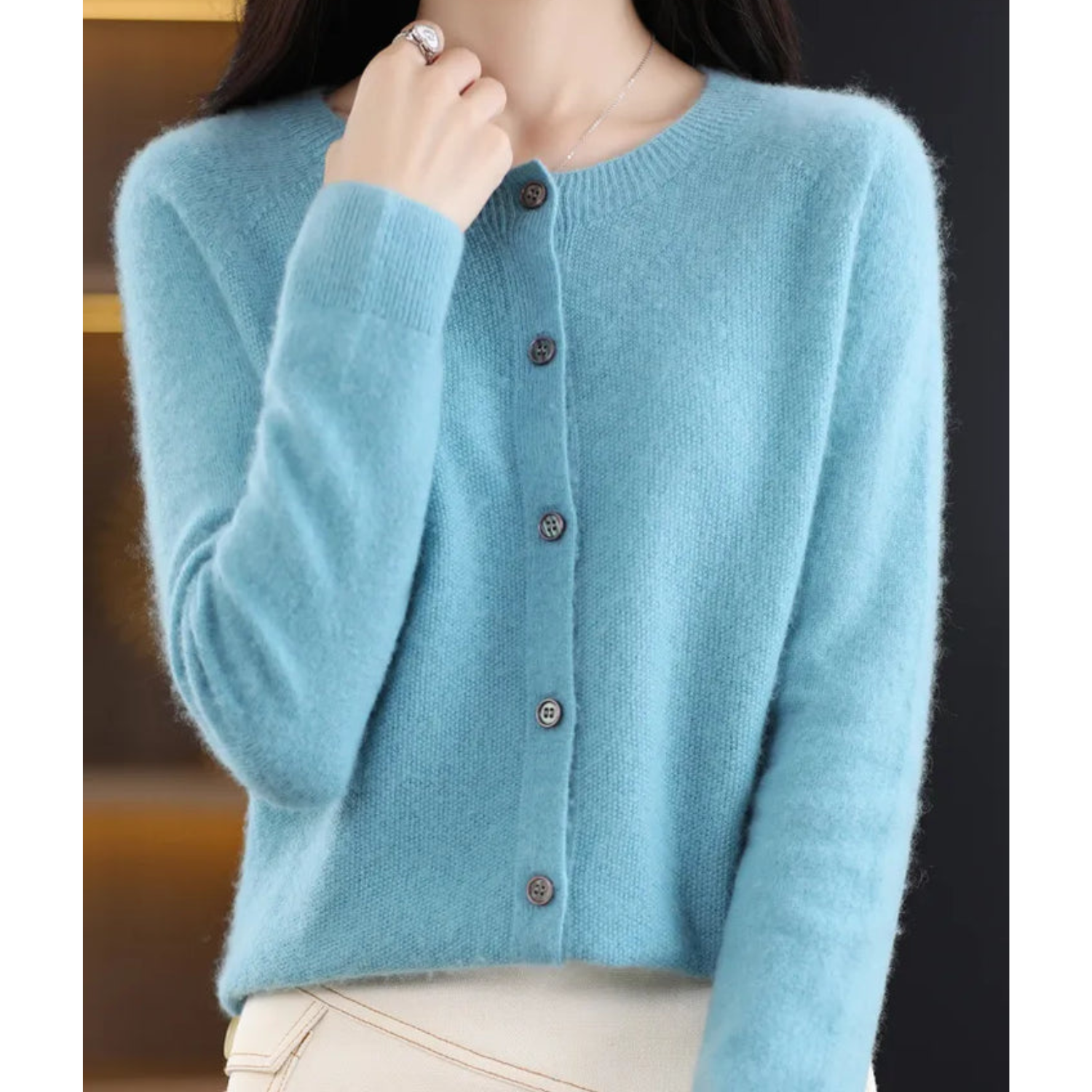 Cashmere-Style Cardigan | Button-Up | Long Sleeve | Knitted Cardigan | Women's Knitwear-Myra Lina