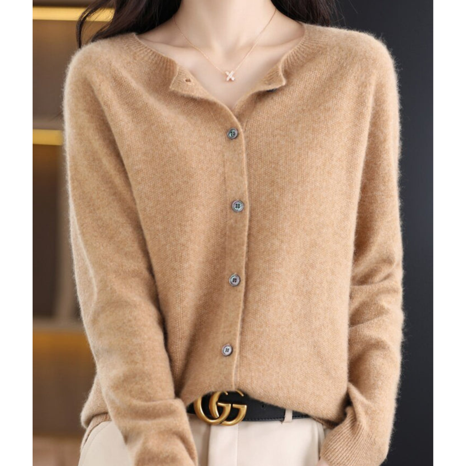 Cashmere-Style Cardigan | Button-Up | Long Sleeve | Knitted Cardigan | Women's Knitwear-Myra Lina