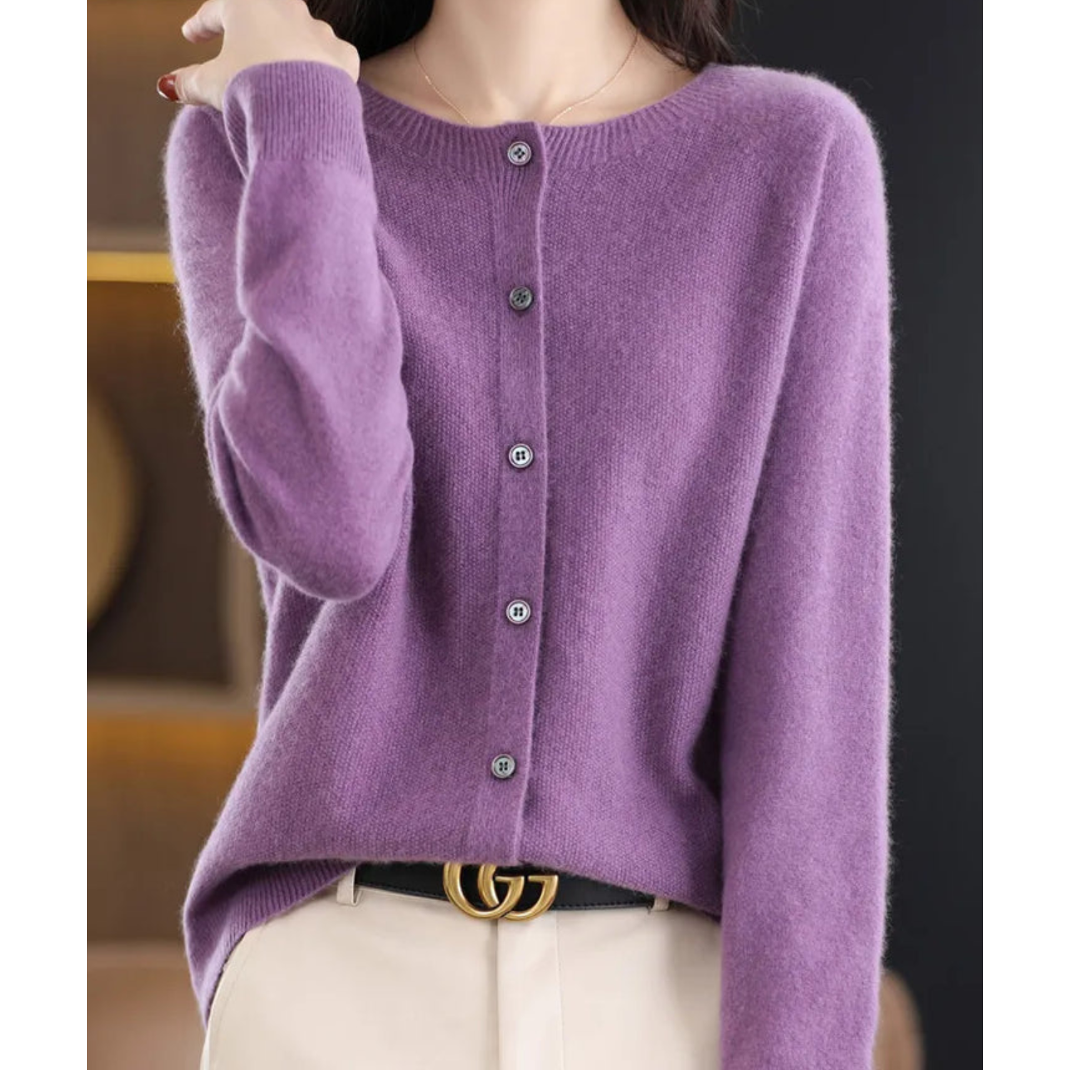 Cashmere-Style Cardigan | Button-Up | Long Sleeve | Knitted Cardigan | Women's Knitwear-Myra Lina