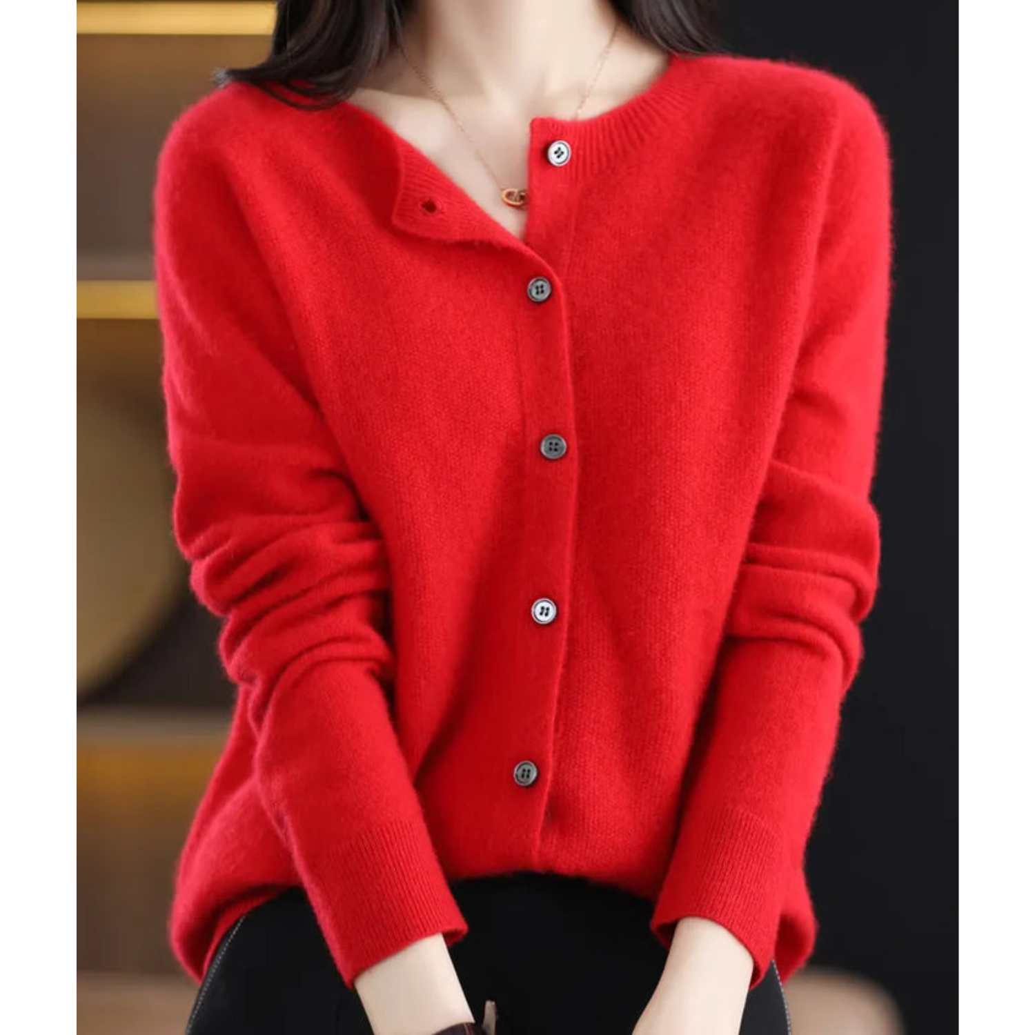 Cashmere-Style Cardigan | Button-Up | Long Sleeve | Knitted Cardigan | Women's Knitwear-Myra Lina
