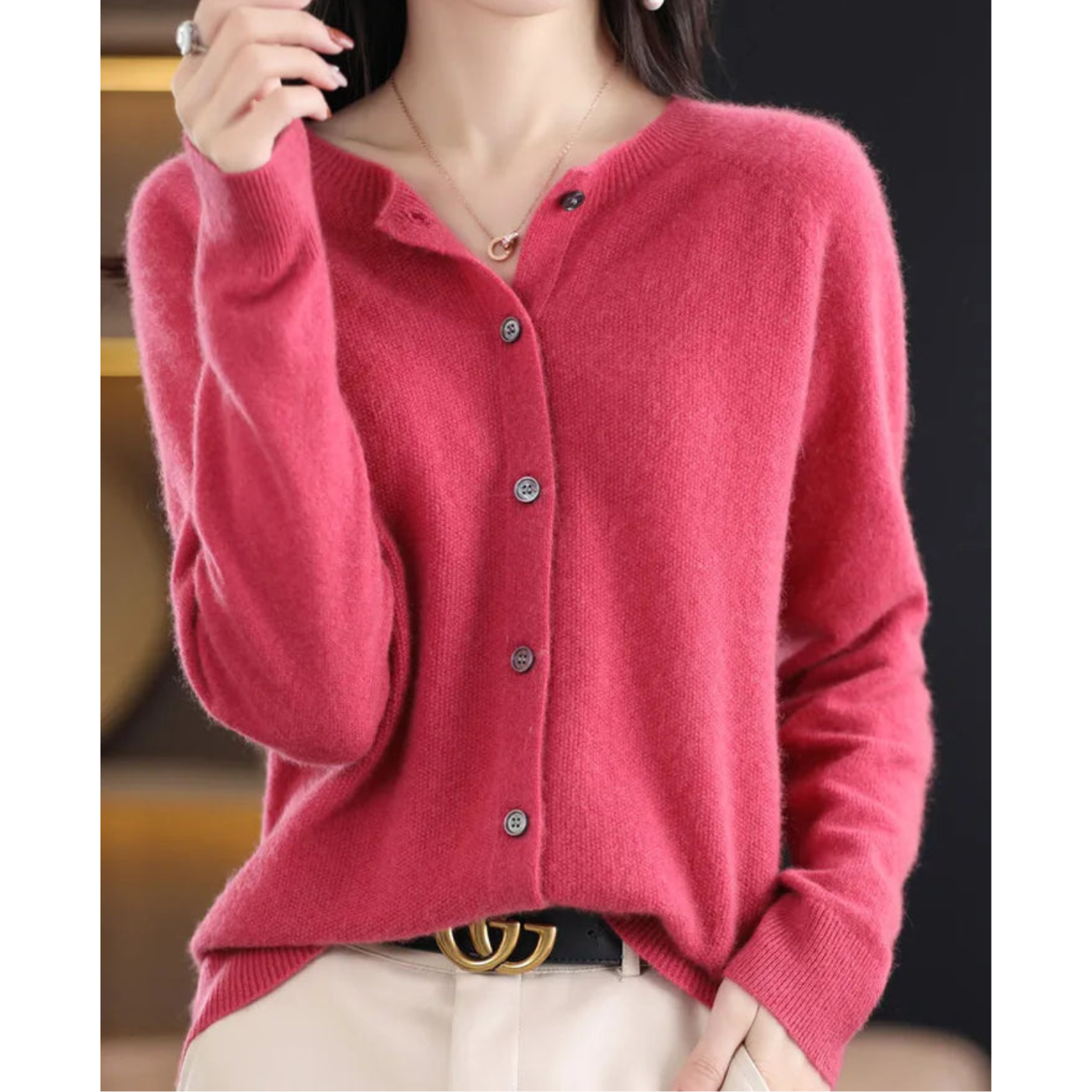 Cashmere-Style Cardigan | Button-Up | Long Sleeve | Knitted Cardigan | Women's Knitwear-Myra Lina