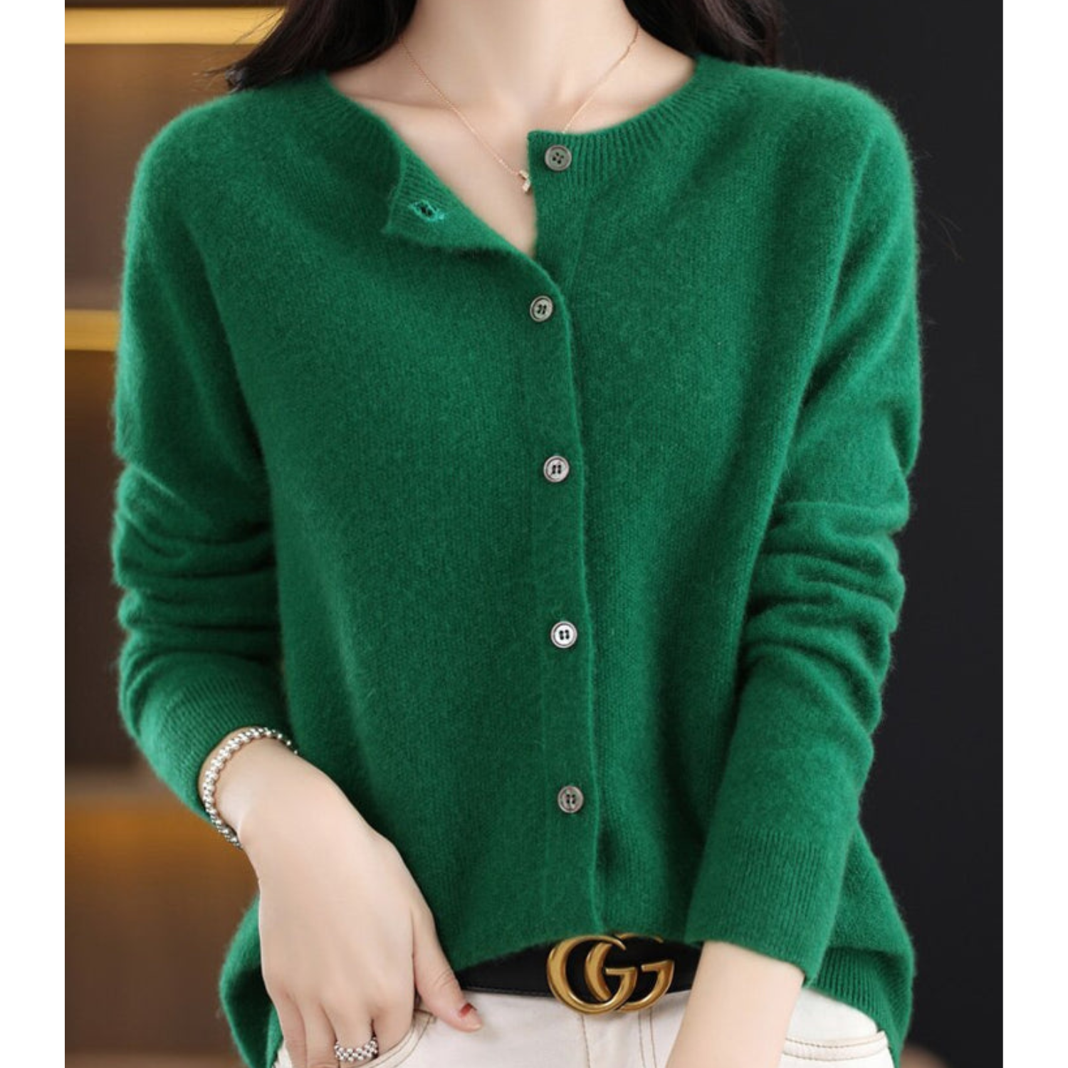 Cashmere-Style Cardigan | Button-Up | Long Sleeve | Knitted Cardigan | Women's Knitwear-Myra Lina