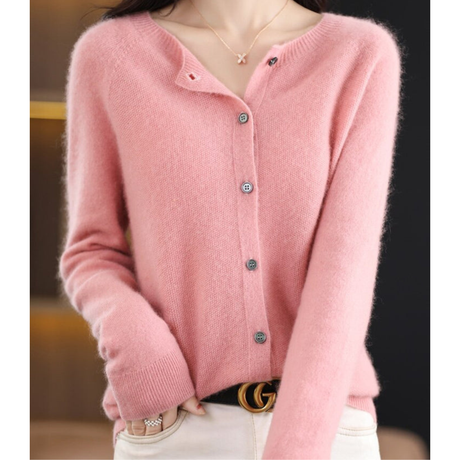 Cashmere-Style Cardigan | Button-Up | Long Sleeve | Knitted Cardigan | Women's Knitwear-Myra Lina