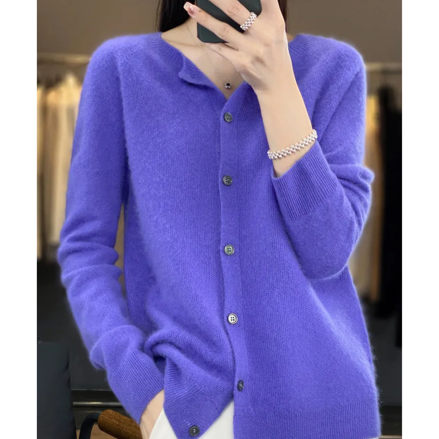 Cashmere-Style Cardigan | Button-Up | Long Sleeve | Knitted Cardigan | Women's Knitwear-Myra Lina