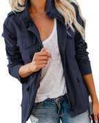 Casual Jacket | Cotton Blend With Pockets | Women's Spring Jacket-Myra Lina
