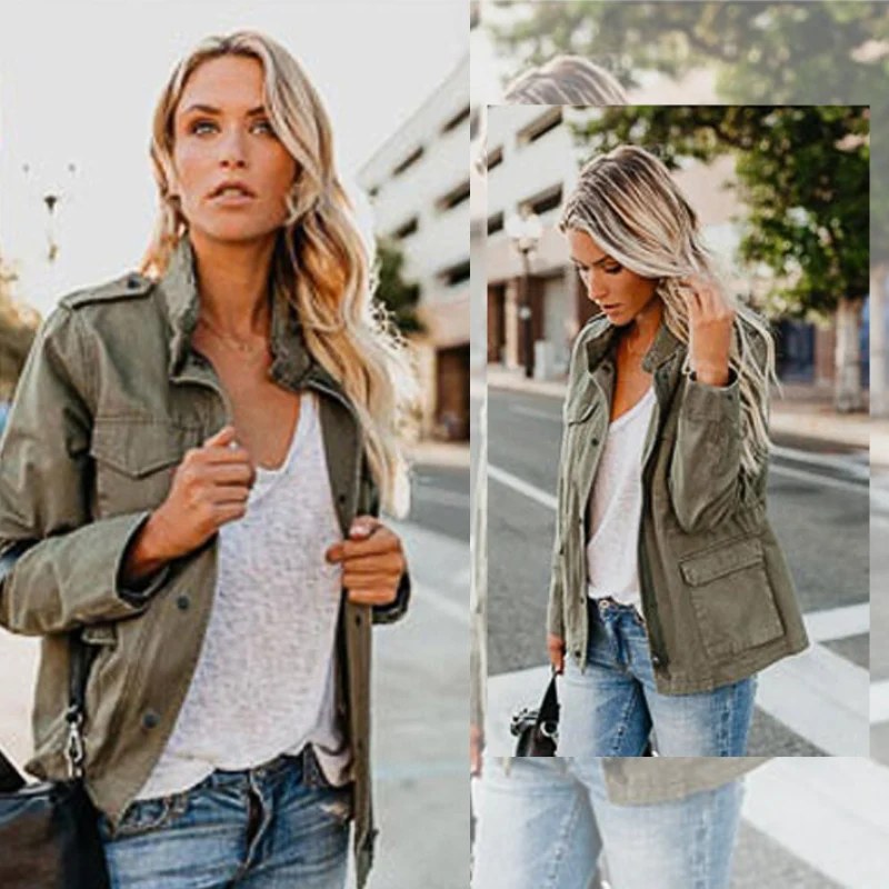 Casual Jacket | Cotton Blend With Pockets | Women's Spring Jacket-Myra Lina