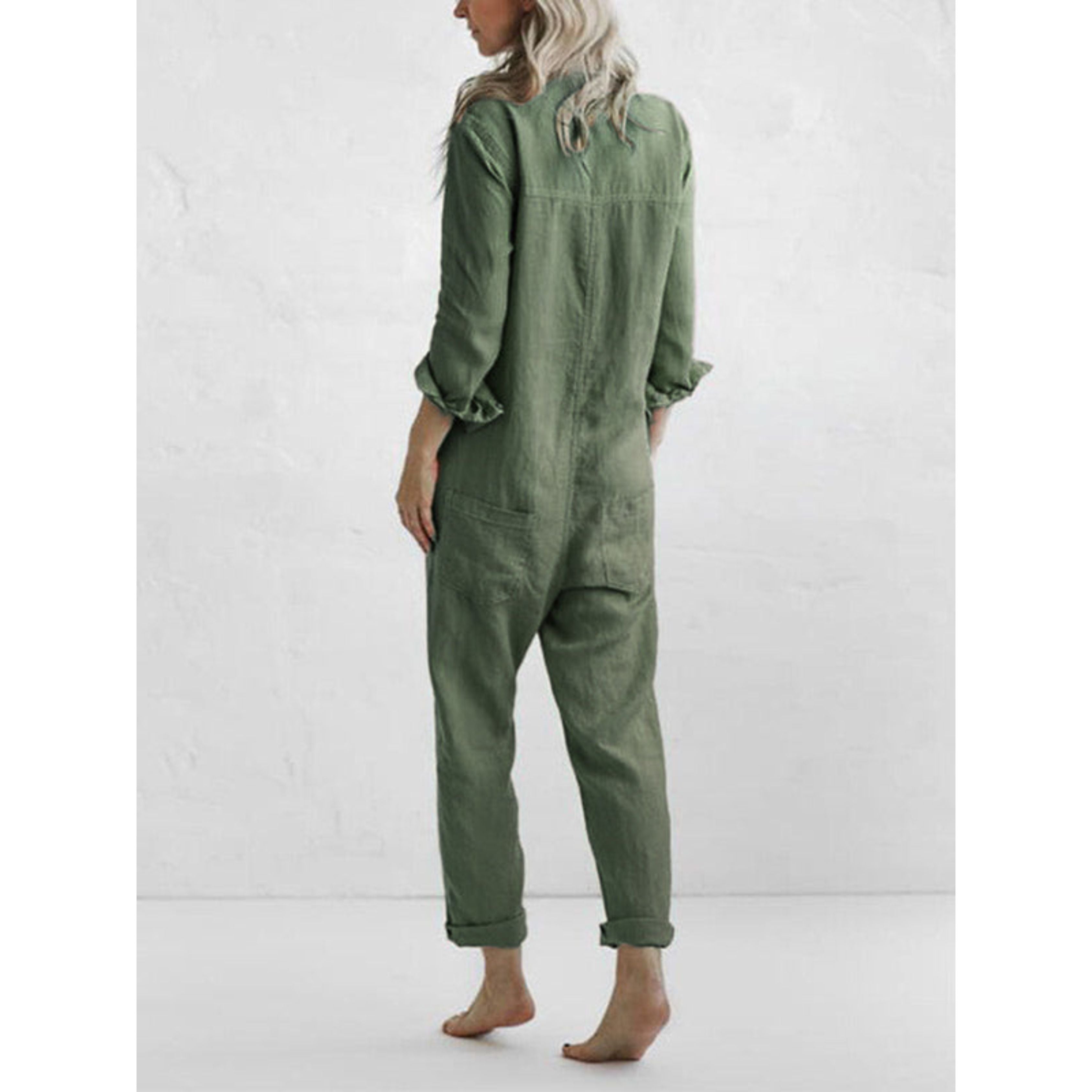 Casual Jumpsuit – Long Sleeve – Button-Up – Boilersuit – Jumpsuit for Women-Myra Lina