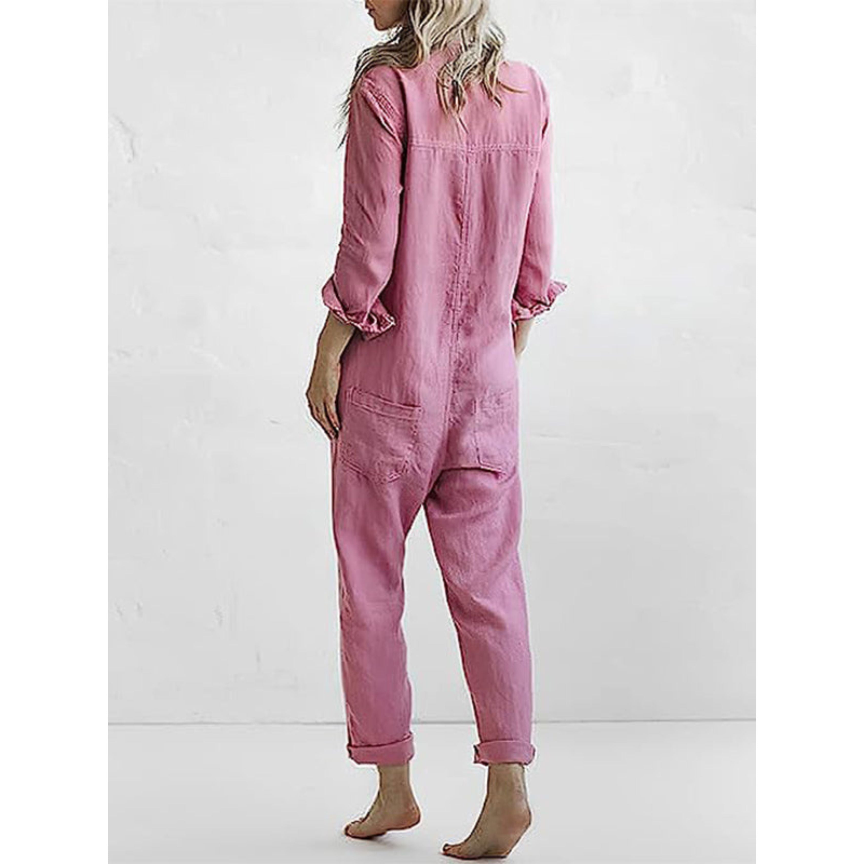 Casual Jumpsuit – Long Sleeve – Button-Up – Boilersuit – Jumpsuit for Women-Myra Lina