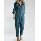 Casual Jumpsuit – Long Sleeve – Button-Up – Boilersuit – Jumpsuit for Women-Myra Lina