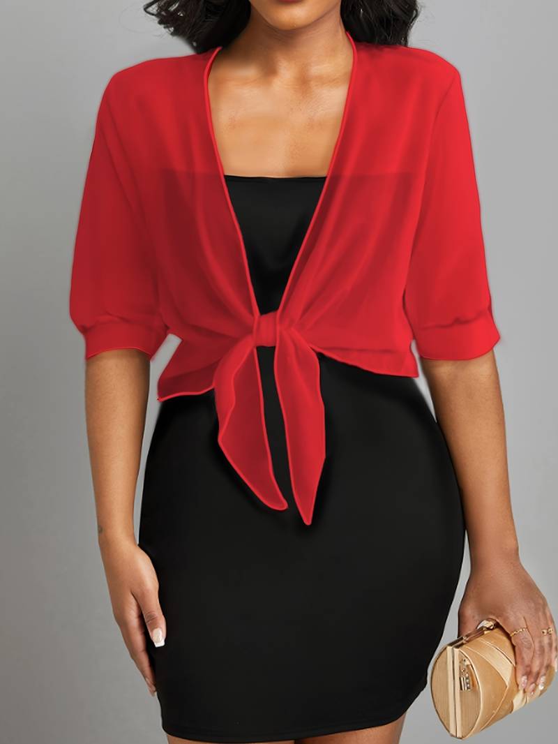 Chiffon Blouse – Lightweight Chiffon Front-Tie Blouse for Women-Myra Lina