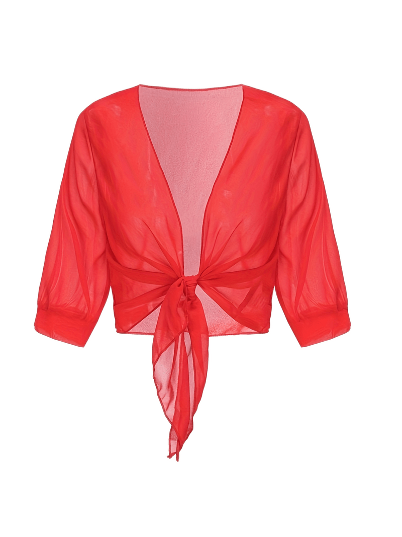 Chiffon Blouse – Lightweight Chiffon Front-Tie Blouse for Women-Myra Lina
