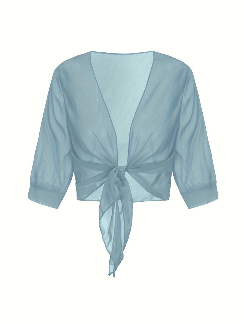 Chiffon Blouse – Lightweight Chiffon Front-Tie Blouse for Women-Myra Lina