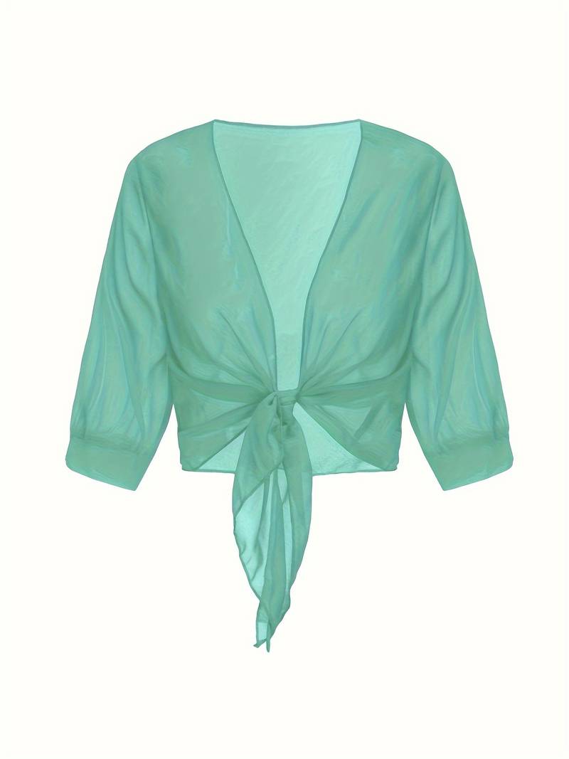 Chiffon Blouse – Lightweight Chiffon Front-Tie Blouse for Women-Myra Lina