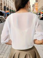 Chiffon Blouse – Lightweight Chiffon Front-Tie Blouse for Women-Myra Lina