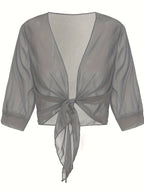Chiffon Blouse – Lightweight Chiffon Front-Tie Blouse for Women-Myra Lina