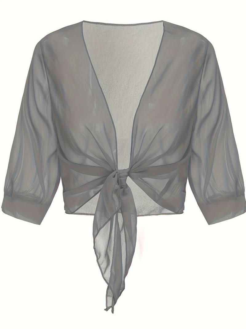 Chiffon Blouse – Lightweight Chiffon Front-Tie Blouse for Women-Myra Lina