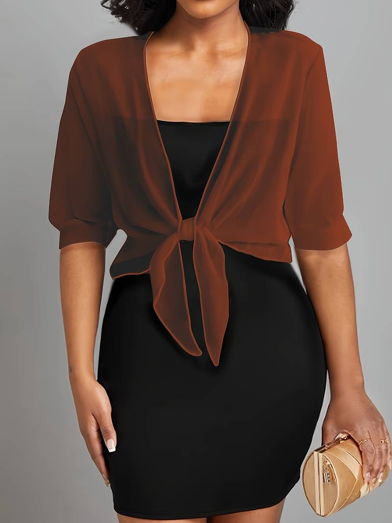 Chiffon Blouse – Lightweight Chiffon Front-Tie Blouse for Women-Myra Lina