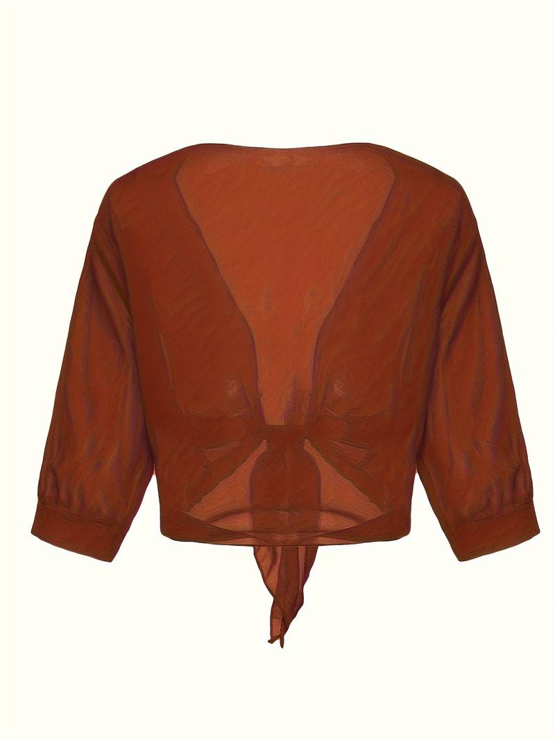 Chiffon Blouse – Lightweight Chiffon Front-Tie Blouse for Women-Myra Lina