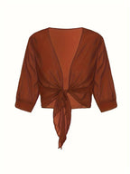 Chiffon Blouse – Lightweight Chiffon Front-Tie Blouse for Women-Myra Lina