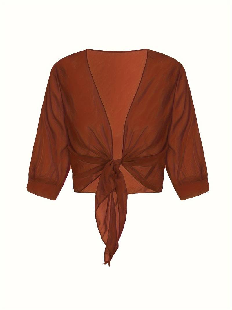 Chiffon Blouse – Lightweight Chiffon Front-Tie Blouse for Women-Myra Lina