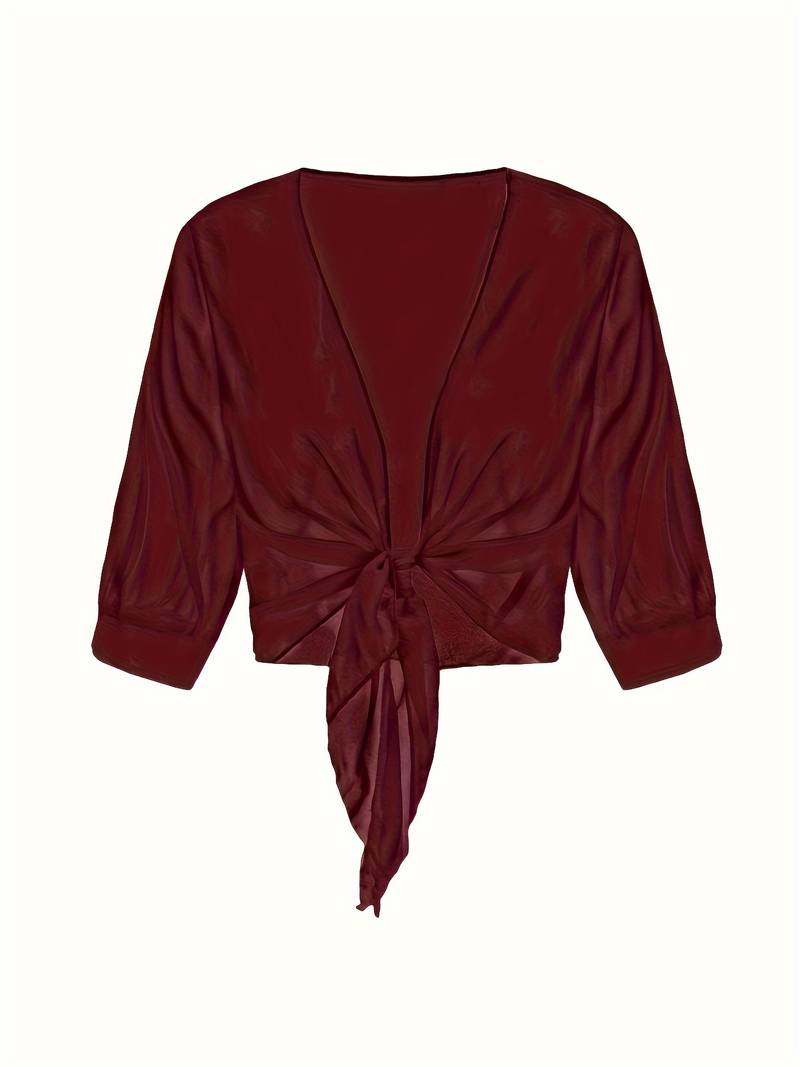 Chiffon Blouse – Lightweight Chiffon Front-Tie Blouse for Women-Myra Lina