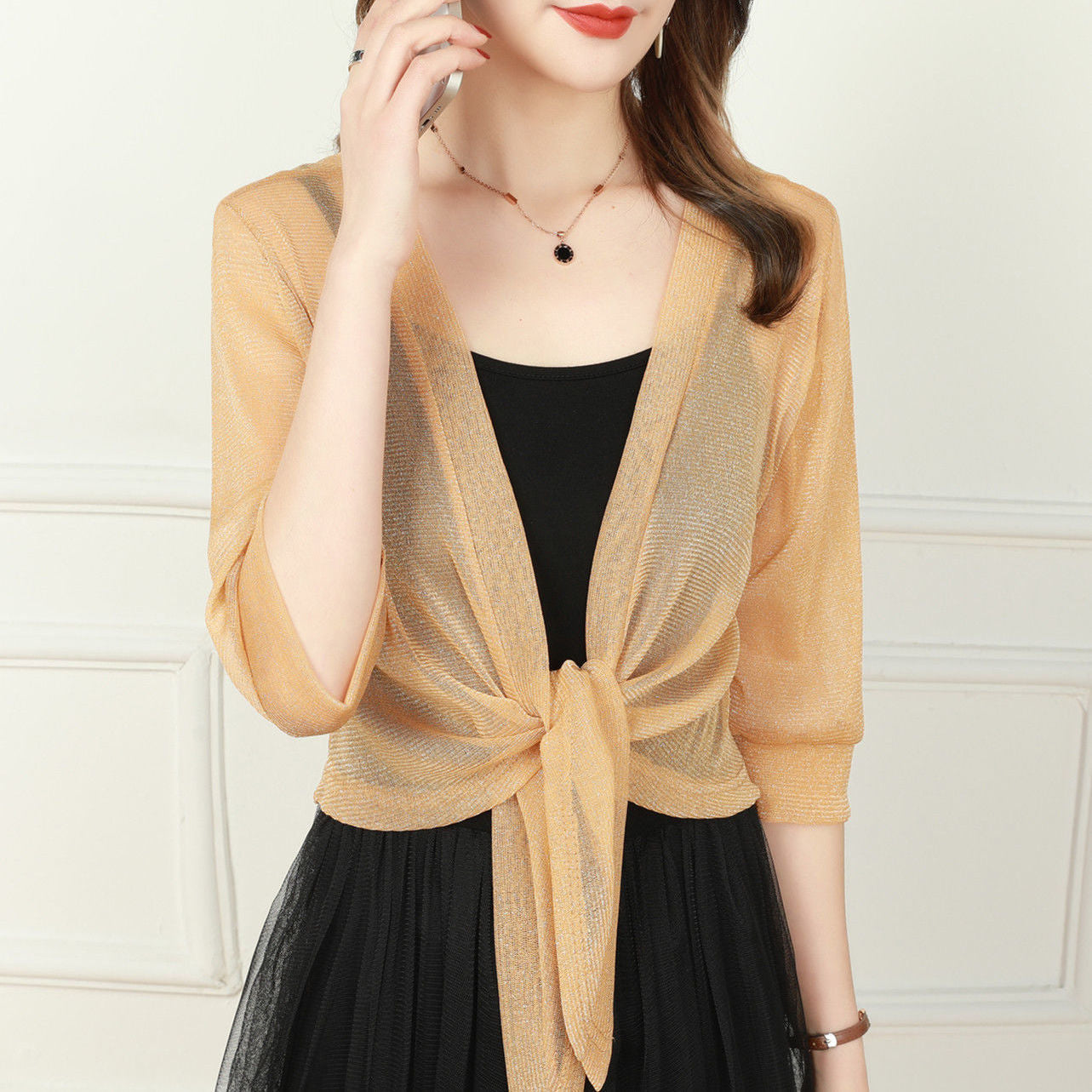 Chiffon Blouse – Lightweight Chiffon Front-Tie Blouse for Women-Myra Lina