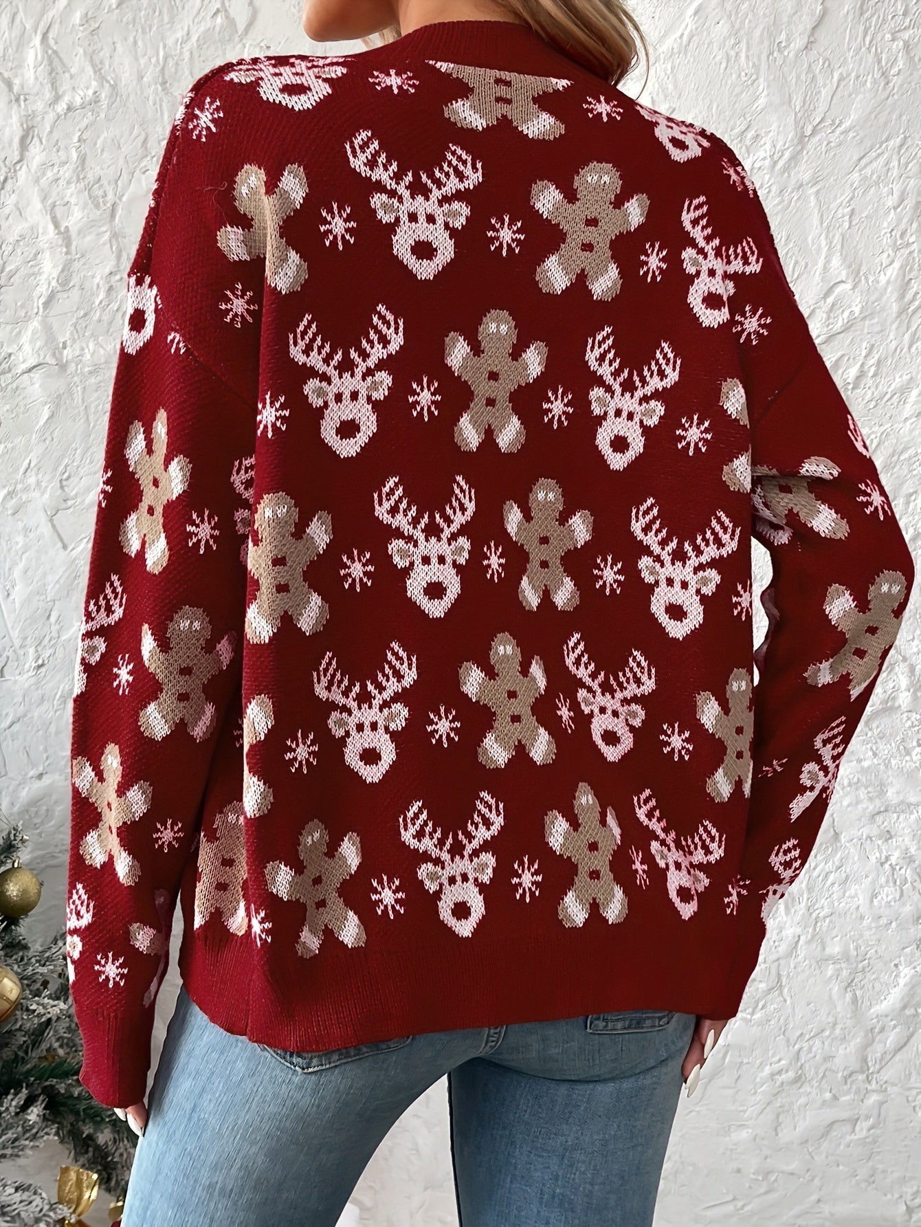 Christmas Cardigan – Knitted Christmas Cardigan with Buttons for Women-Myra Lina