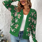 Christmas Cardigan – Knitted Christmas Cardigan with Buttons for Women-Myra Lina