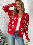 Christmas Cardigan – Knitted Christmas Cardigan with Buttons for Women-Myra Lina