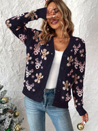 Christmas Cardigan – Knitted Christmas Cardigan with Buttons for Women-Myra Lina