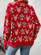 Christmas Cardigan – Knitted Christmas Cardigan with Buttons for Women-Myra Lina