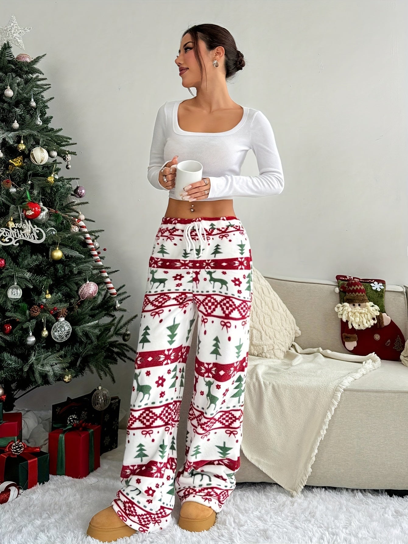 Christmas Pants | Drawstring | Warm | Lounge Pants | Women's Pyjama Pants-Myra Lina