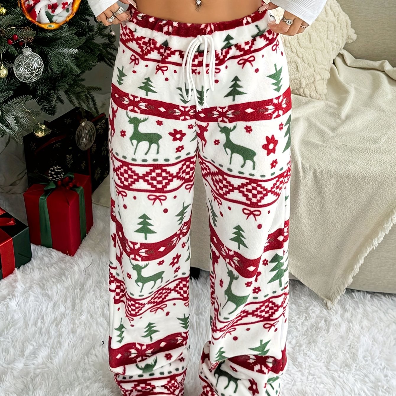 Christmas Pants | Drawstring | Warm | Lounge Pants | Women's Pyjama Pants-Myra Lina
