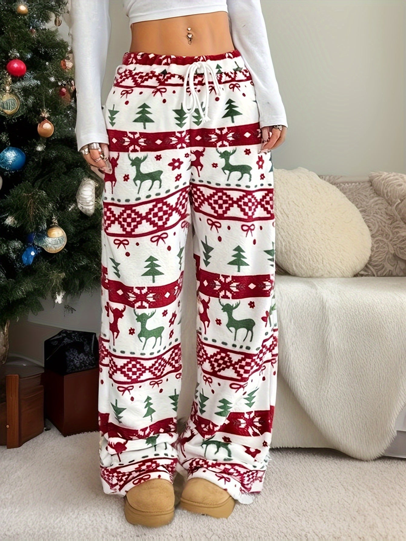 Christmas Pants | Drawstring | Warm | Lounge Pants | Women's Pyjama Pants-Myra Lina